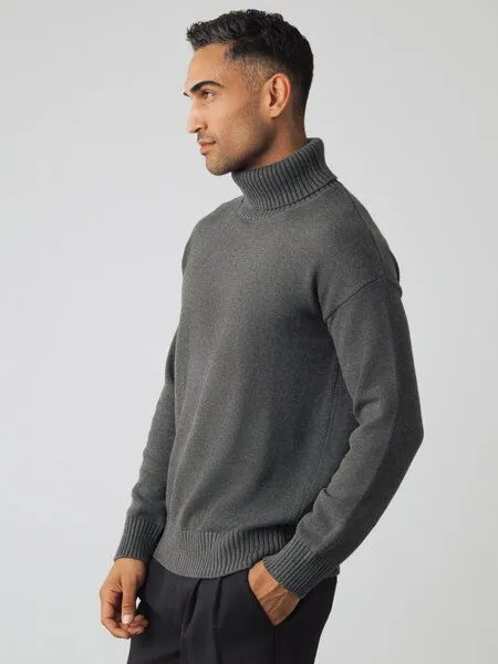Honest Basics Honest Basics Herren Chunky Rollkragenpullover aus 100% Bio-Baumwolle, Slate, – Produktbild 3 von 4