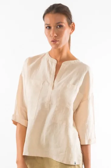 RAVENS VIEW IBIZA RAVENS VIEW IBIZA Damen vegan Hemd Ebba Sand Beige, Beige, – Produktbild 2 von 2