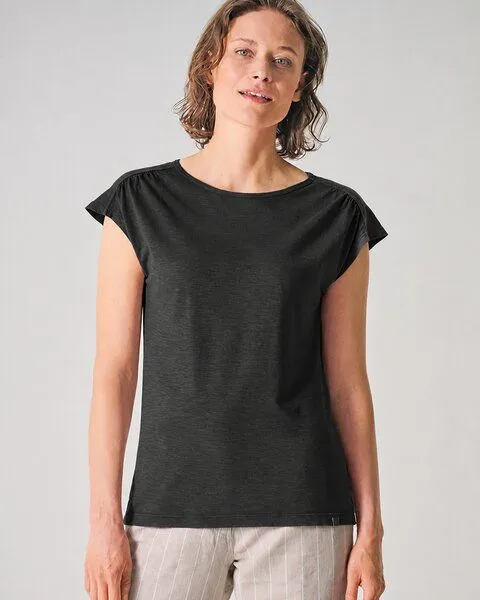 HempAge HempAge Damen T-Shirt mit rückseitigem Cut Out Hanf/Biobaumwolle, Black(schwarz), – Produktbild 2 von 4