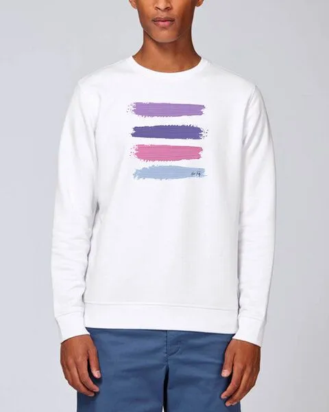 Human Family Human Family Bio Unisex Rundhals-Sweatshirt - "Araise - Acryl Stripes", Weiss, – Produktbild 3 von 4