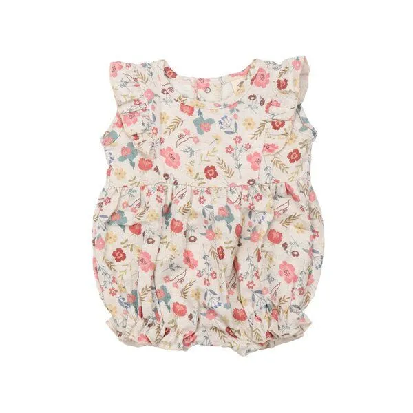 Walkiddy Baby Romper GOTS zertifiziert, „Flowers & Leaves“ Allover, mehrfarbig, ärmellos, weich – Walkiddy, Mehrfarbig, – Produktbild 1 von 3