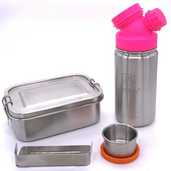 JN JuNiki's JN JuNiki's Einschulungs-Set: JuNiki´s® Lunchbox + Trinkflasche isoliert 8 Farben, Pink, – Produktbild 1 von 3