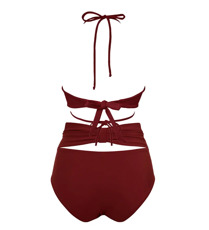 Anekdot Anekdot Damen vegan Bikini Versatile Bow Back, Dunkelrot, – Produktbild 1 von 2