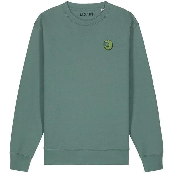LIGARTI Bestickter Pullover – Ali das Krokodil – LIGARTI Tiermanufaktur, Waldgrün, – Produktbild 1 von 2