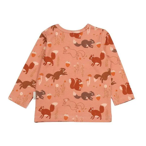 Walkiddy Walkiddy Kinder Langarmshirt GOTS-zertifiziert aus Bio-Baumwolle terrakotta mit Eichhörnchen-Muster, Braun, – Produktbild 2 von 3