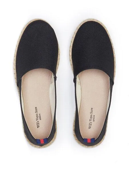 Will's Vegan Store Will's Vegan Store Recycelte Espadrille-Loafer, Schwarzes segeltuch, – Produktbild 2 von 4