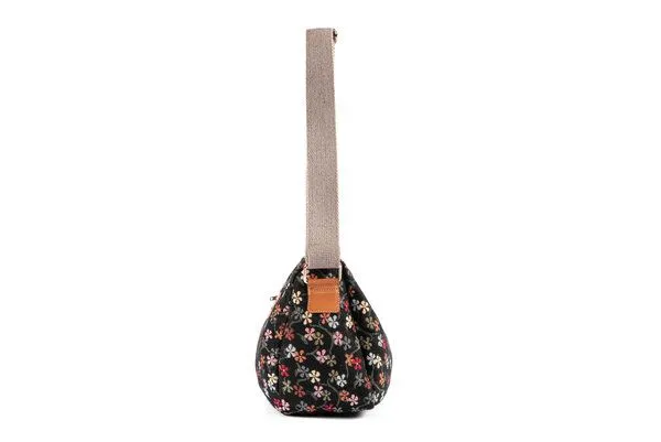 Risorse Future Risorse Future Gloria Umhängetasche aus Baumwolle und Hanf, Blümchen black, – Produktbild 2 von 3