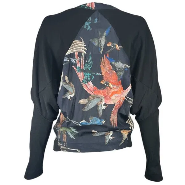 FORMAT FORMAT Pulli, Longsleeve CIRC sweater, Schwarz-vogelprint, – Produktbild 2 von 2