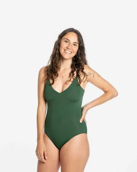 MATONA Matona Badeanzug | V-Neck Bathing Suit | aus Econyl, Basil, – Produktbild 1 von 4