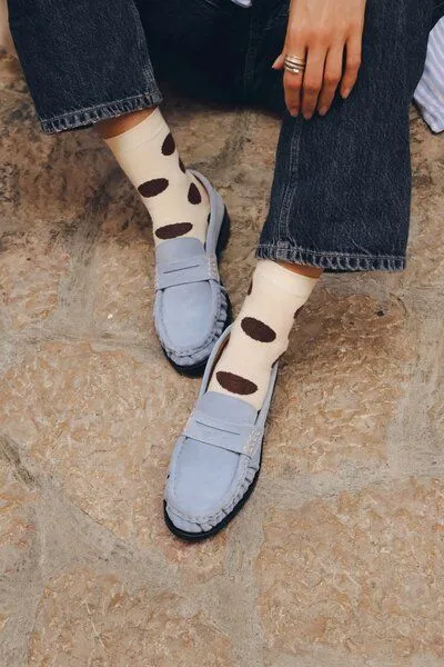 Jutelaune Jutelaune Polka Socks - GRS und OEKO-TEX Zertifizierungen, Ivory & mocca, – Produktbild 1 von 4