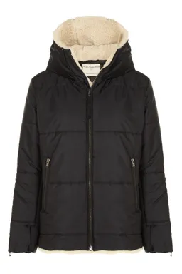 Will's Vegan Store Will's Vegan Store Damen vegan Puffer Veganes Lammfell Schwarz & Creme – Produktbild 1 von 1