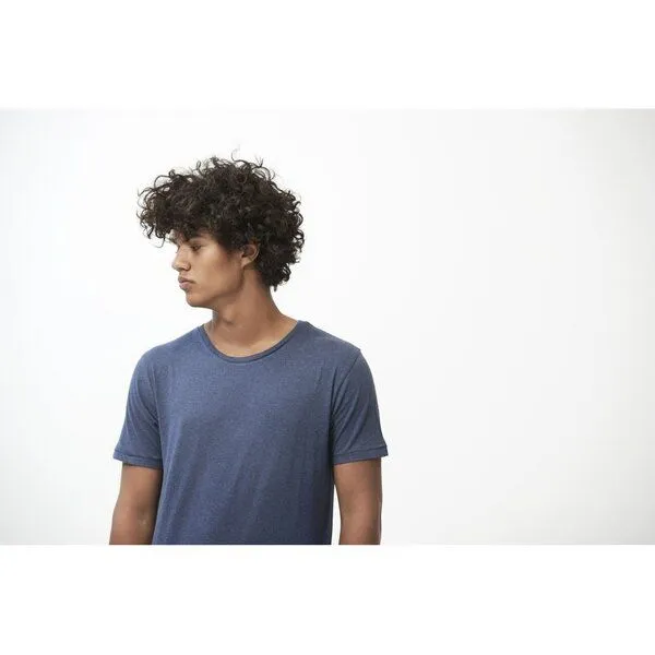 KnowledgeCotton Apparel KnowledgeCotton Apparel Basic T-Shirt O-Neck aus Bio-Baumwolle, Hellblau (insignia blue melange), – Produktbild 3 von 3