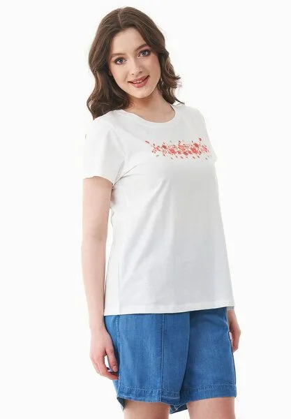 ORGANICATION ORGANICATION T-Shirt aus Bio-Baumwolle mit Print, Weiß(off white), – Produktbild 4 von 4