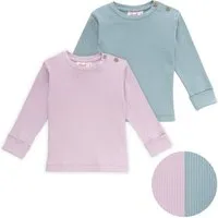People Wear Organic People Wear Organic Langarmshirt, 2er Pack, uni flieder und blau, Bio-Baumwolle – Produktbild 1 von 1