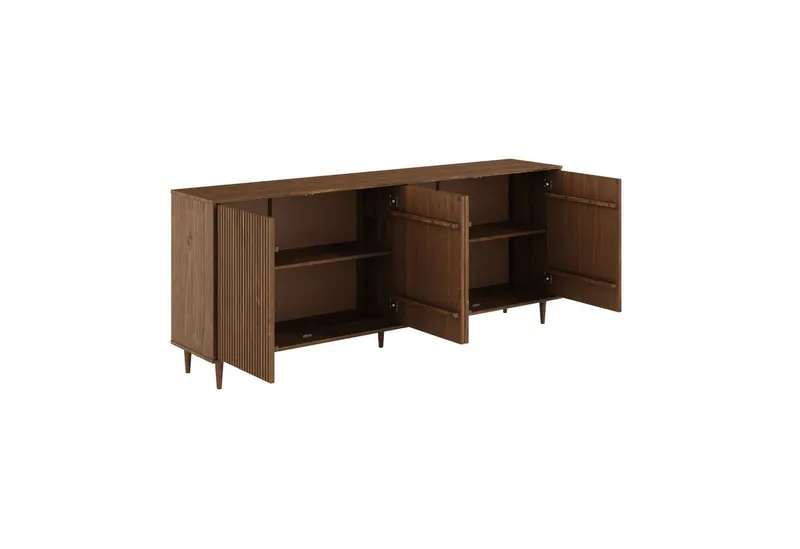OTTO home Sideboard Malmedy Front mit gefrästen Rillen, Kommode aus massivem Kiefernholz, Push-to-open, FSC, Breite 200 cm, Braun, – Produktbild 4 von 5