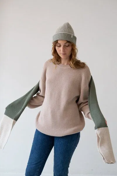 TIRALAHILACHA TIRALAHILACHA Tayo chunky wool scarf in two-tone, Grün, – Produktbild 3 von 4