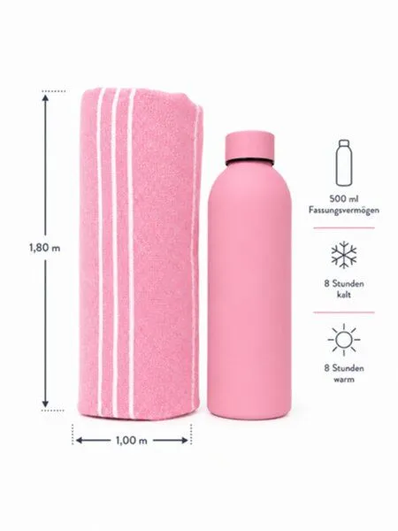 Sandiik Sandiik Allrounder Tuch Geschenke Set mit Thermoflasche, Rosa, – Produktbild 4 von 4