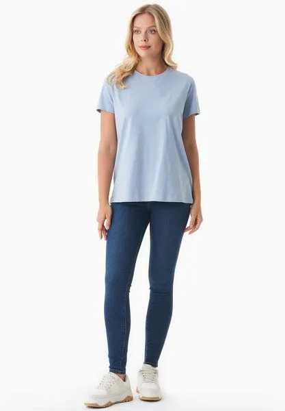 ORGANICATION ORGANICATION Damen Basic T-Shirt aus Bio-Baumwolle, Ice blue, – Produktbild 2 von 4