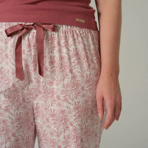 comazo|earth comazo|earth Fairtrade Schlafhose lang, Old rose print (rosa), – Produktbild 3 von 4