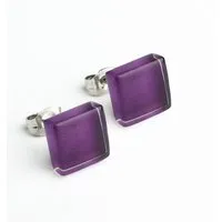 ALEXASCHA ALEXASCHA Minimalistische Ohrstecker, klein, aus Glas | PUREFORM, Amethystlila, – Produktbild 1 von 1