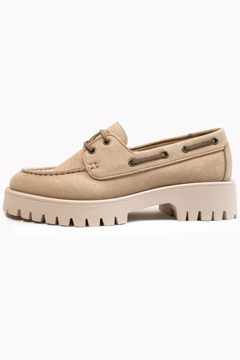 Will's Vegan Store Will's Vegan Store Damen vegan Mokassins Track Sole Veganes Wildleder Beige, Beige, – Produktbild 1 von 2
