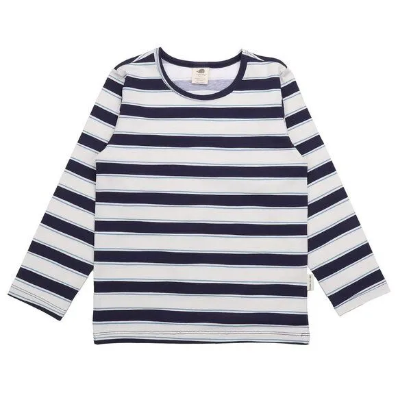 Walkiddy Walkiddy Kinder Langarmshirt GOTS-zertifiziert aus Bio-Baumwolle blau-weiß gestreift, Dunkel blau, – Produktbild 2 von 3