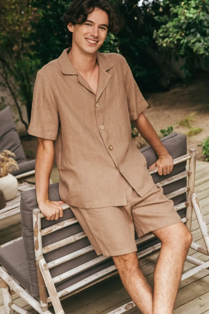 AmourLinen AmourLinen Herren vegan Set Loungewear Aspen Rosy Brown, Hellbraun, – Produktbild 2 von 2
