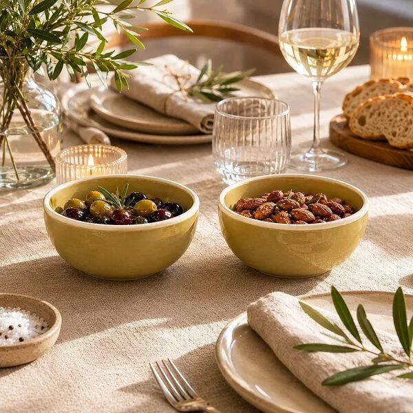 Good To Give Good To Give Keramik Schalen Set aus Steingut, 2er Geschirrset | Schüssel & Bowl für Müsli, Suppe und Ramen | hochgebrannt, Birnengrün – Produktbild 3 von 4