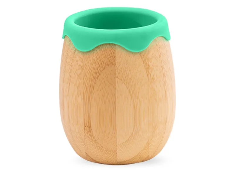 Bambuskind Bambuskind Kindergeschirr Becher, aus Bambus Maße 9 x 6 cm, Natur, grün, – Produktbild 1 von 2