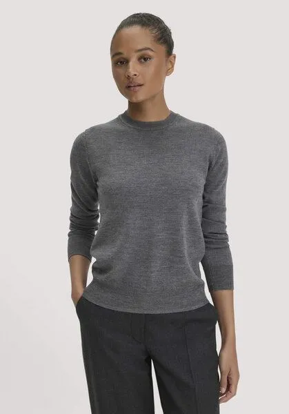 hessnatur hessnatur Pullover Regular aus reiner Bio-Merinowolle, Grau, – Produktbild 1 von 4