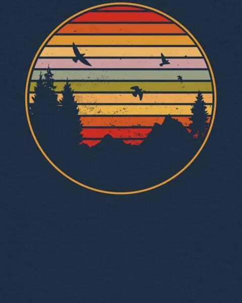 watapparel watapparel T-Shirt Frauen Sunset Berge & Tannen, French navy, – Produktbild 3 von 3