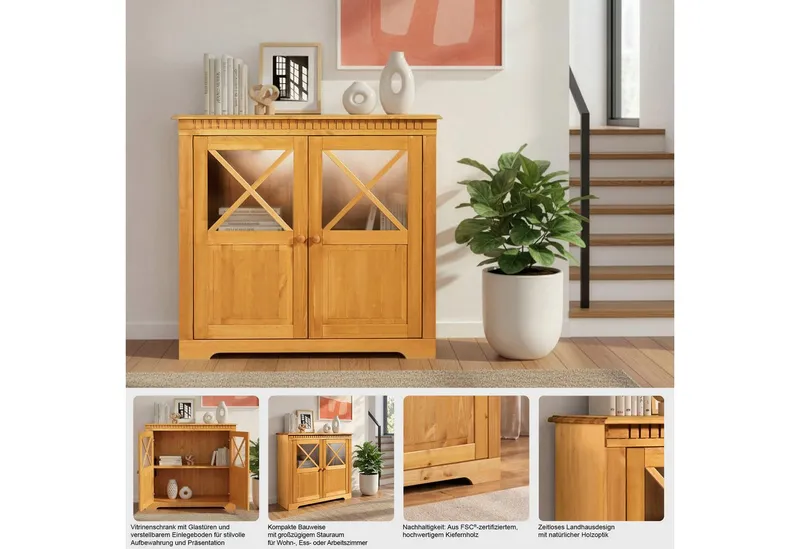 OTTO home Kommode Lisa, Breite 105 cm, Höhe 95 cm, Braun, – Produktbild 4 von 5