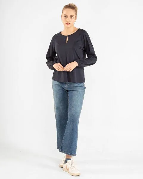 Alma & Lovis Alma & Lovis Feminines Blusenshirt aus Bio-Baumwolle | Raglan Blouse, Captain blue (dunkelblau), – Produktbild 2 von 4