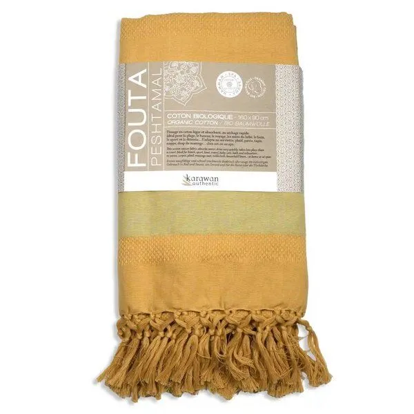 Karawan authentic Karawan authentic Fouta DHOTI GARDEN aus Bio-Baumwolle, 90 x 160 cm, Sunflower, – Produktbild 3 von 4