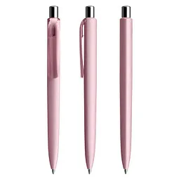 prodir prodir® Druckkugelschreiber DS8 Soft Touch PRR Push, blaue Mine, rosé/silber poliert – Produktbild 1 von 1