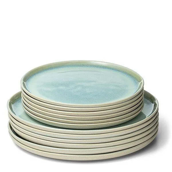 Econovo Econovo Geschirrset Keramikteller 12-tlg., Türkis-beige (blau), – Produktbild 1 von 4