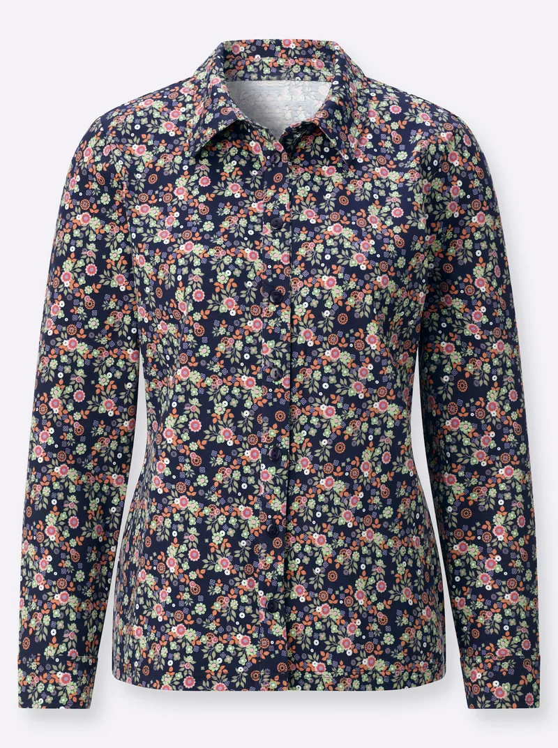 Witt Jersey-Bluse, Marine-reseda-bedruckt, – Produktbild 1 von 2