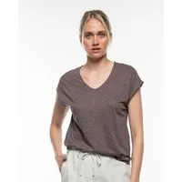 Alma Lovis Alma & Lovis Legeres V-Shirt aus leichter Bio-Baumwolle / EcoVero | Flamé V, Raisin (lila-braun), – Produktbild 1 von 1