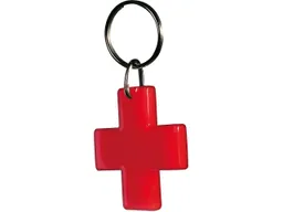 Schlüsselanhänger "Kreuz" inkl. 1-farbig beidseitigem Aufdruck, rot Vollton – Produktbild 1 von 1