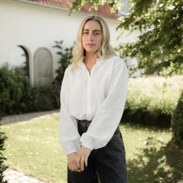 NORDLICHT NORDLICHT Rüschen Musselin Bluse Hilja aus 100% Bio-Baumwolle, Weiss, – Produktbild 3 von 4