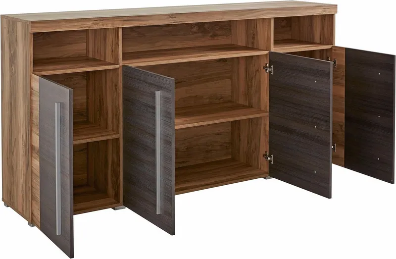 OTTO home Sideboard Roger,Breite 182cm, stilvolle Schrank mit 4 Türen, Kommode mit viel Stauraum, Einlegeböden verstellbar, Braun, – Produktbild 4 von 5