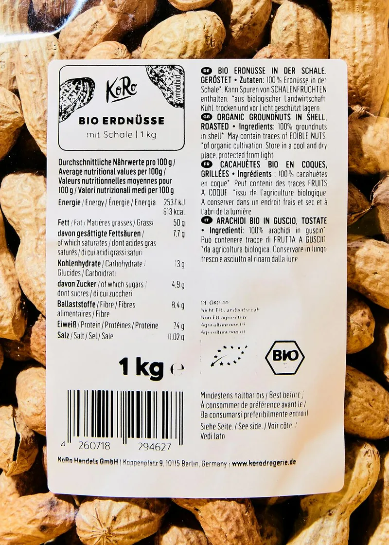 KoRo Bio Erdnüsse mit Schale 1 kg – Produktbild 3 von 5