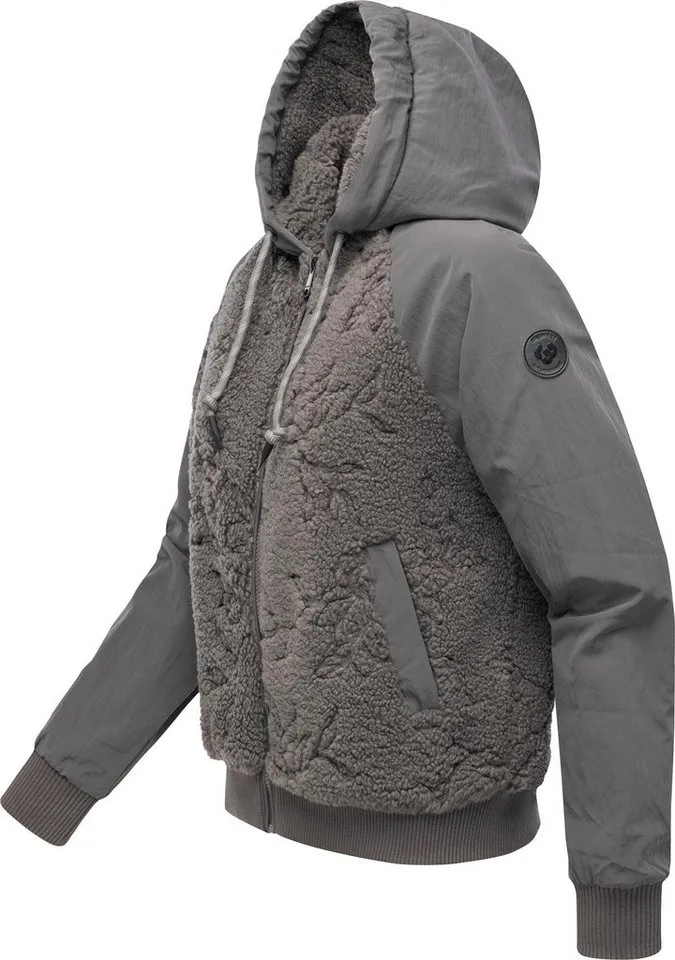 ragwear ragwear Plüschjacke Talianita YOUMODO Leicht gefütterte Teddyjacke mit Kapuze, Grau, – Produktbild 3 von 4