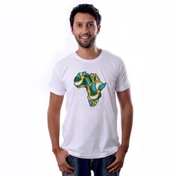 Africulture Africulture T-Shirt "Kanga Africa" mit kenianischer Kanga Stoff Applikation – Produktbild 1 von 1