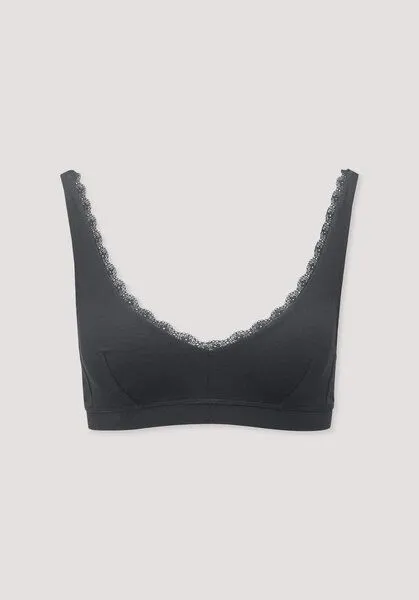 hessnatur hessnatur Bustier COTTON FEEL LACE aus Bio-Baumwolle, Schwarz, – Produktbild 5 von 6