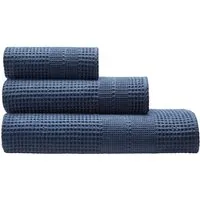 Cotonea Cotonea Waffelpikee Handtuch, 50 x 100 cm, Bio-Baumwolle, steinblau – Produktbild 1 von 1