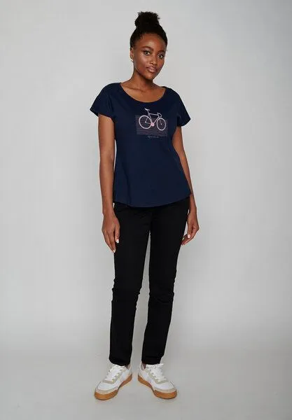 GreenBomb GREENBOMB Bike Streak Cool - Sportliches T-Shirt aus Bio-Baumwolle / hochwertiger Print / GOTS / Fair & Vegan, Blau (marineblau), – Produktbild 4 von 4