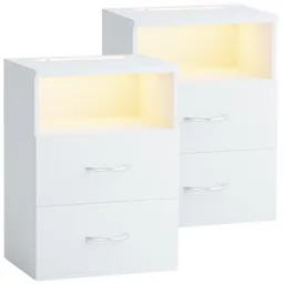 Casaria® Nachttisch Jamie 2er-Set Weiß 55x40x28cm – Produktbild 1 von 1