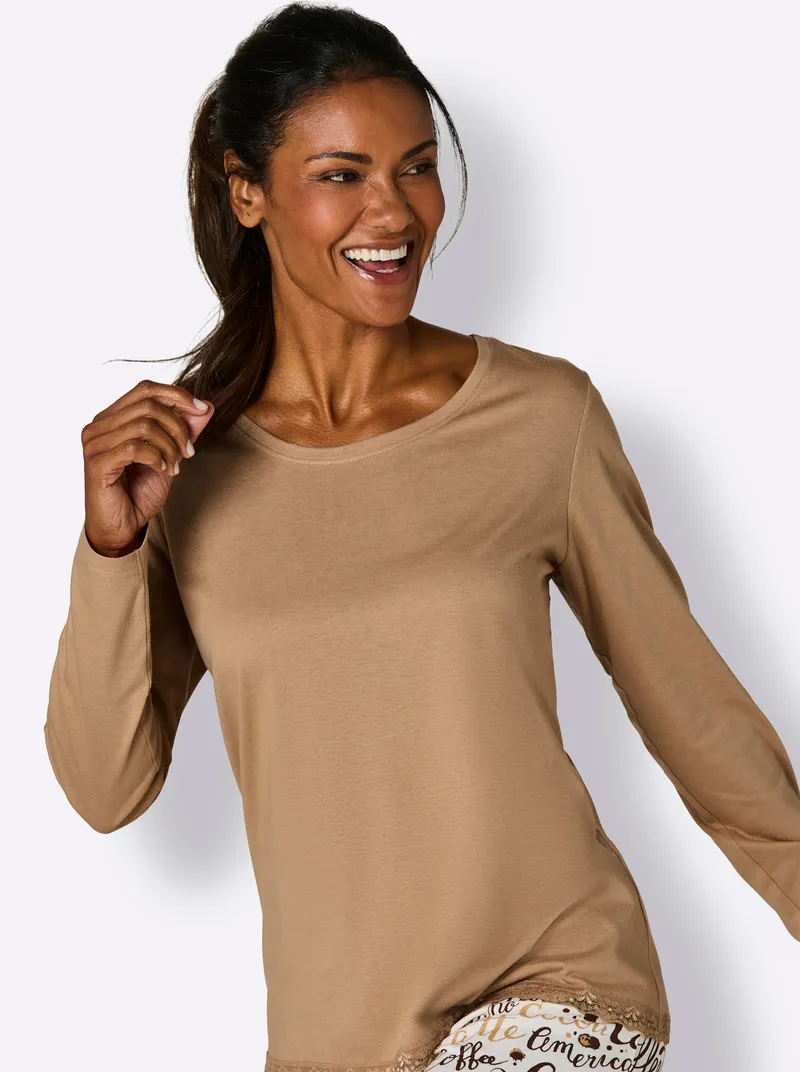 wäschepur Schlafanzug-Shirt camel, Camel, – Produktbild 3 von 3