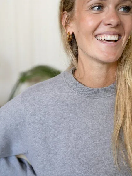 FUXBAU FUXBAU Frauen Basic Sweater, Graumeliert, – Produktbild 4 von 4